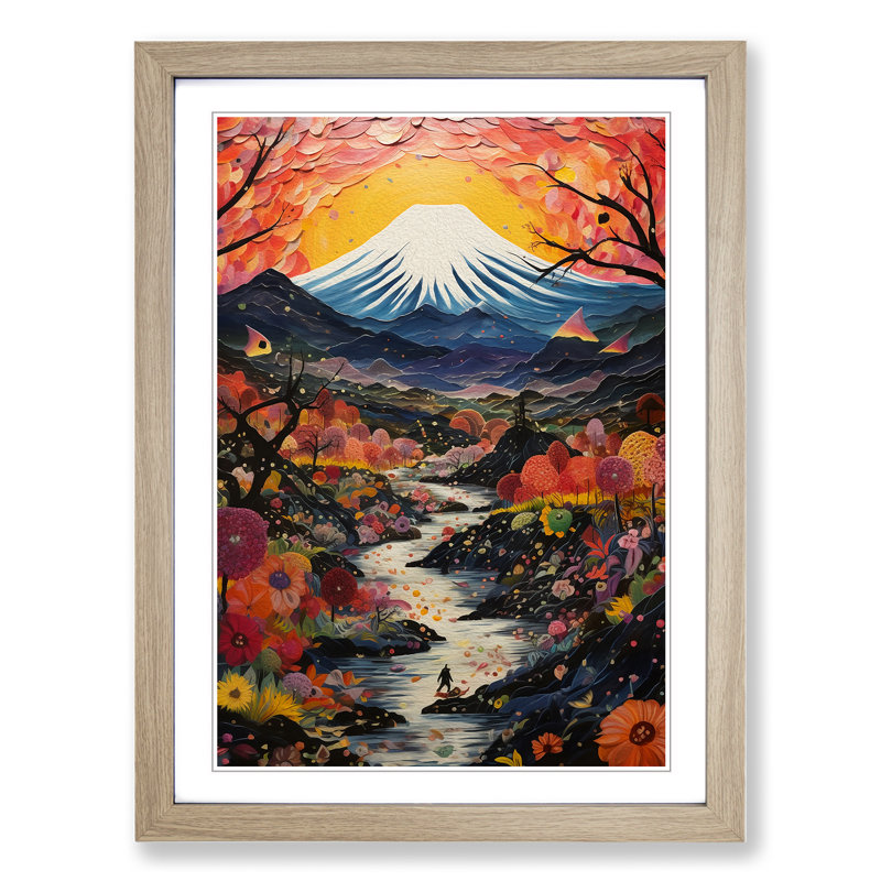 Mount Fuji Expressionism No.2 - Framed Print, Oak, 64cm H x 46cm W x 2cm D