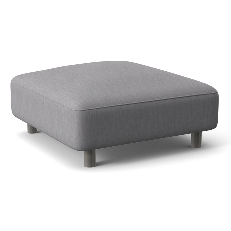 Avanni Outdoor Ottoman with Cushion, Canvas Granite Sunbrella® Canvas, Silver