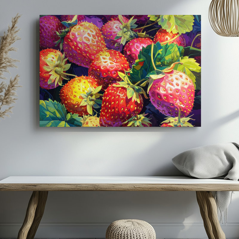 Art mural sur toile, fraise psychédélique, H 9 po x l 12 po