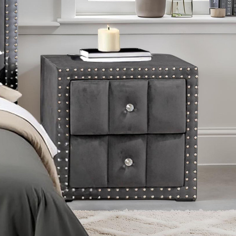 Table de chevet 1pc, Gris foncé