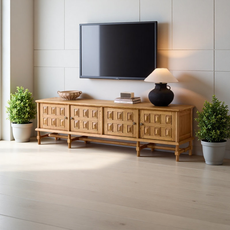 Meuble télé domestique en bois de cire blanche
