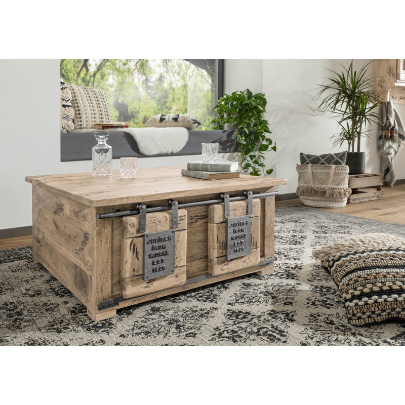 Railway Solid Wood 90cm W 2 - Drawer Chest of Drawers, Whitewash Lacquered