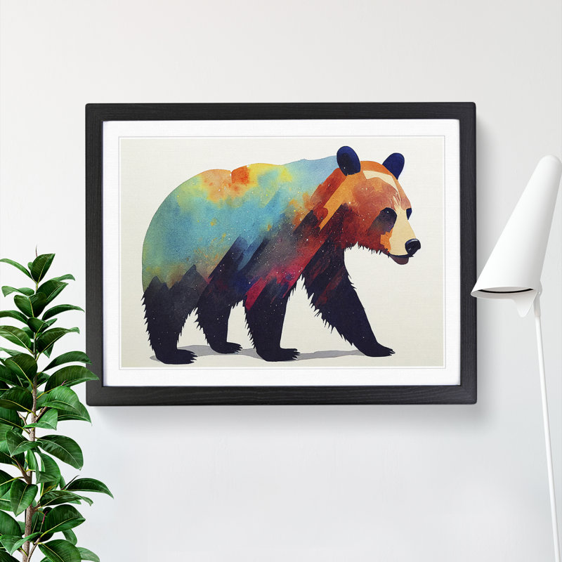 Watercolour Bear Vol.2 Abstract - Framed Print, Black Framed, 34cm H x 46cm W x 2cm D