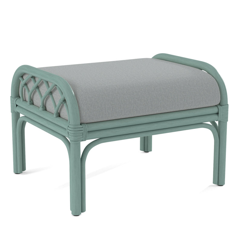 Edgewater Ottoman, Bisque, Light Blue Performance Fabric; 0851-55