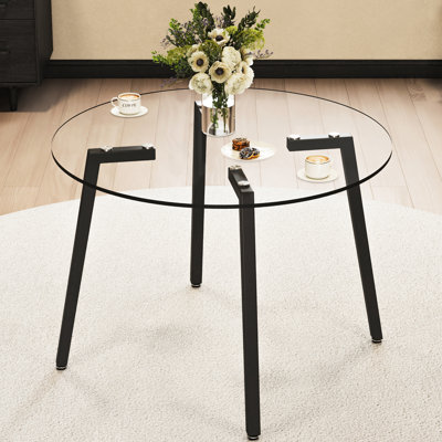 Table ronde moderne en verre trempé transparent de style simple