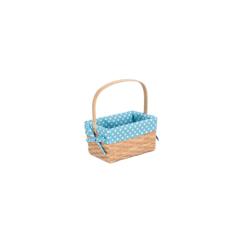Wicker Chipwood Swing Handle Basket with Lining, Blue