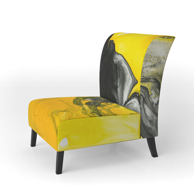 Yellow, White and Black Marbled Acrylic - Modern Upholstered Slipper Chair