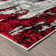 Rectangle Abstract Machine Woven Polypropylene Area Rug in Red/White