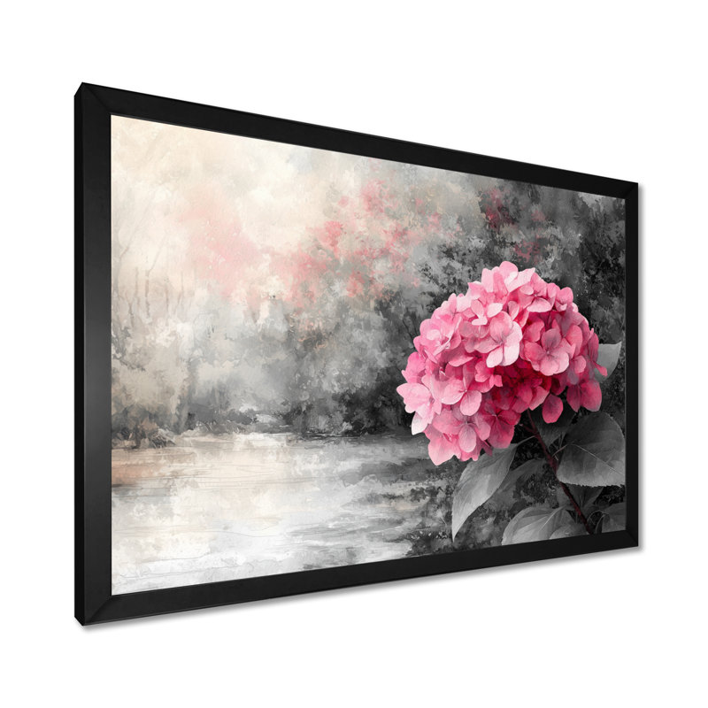 «Ihinosen Hydrangea In Vintage Light II», art mural sur toile Hydrangea, H 30 po x l 40 po, Noir, noir, noir, noir