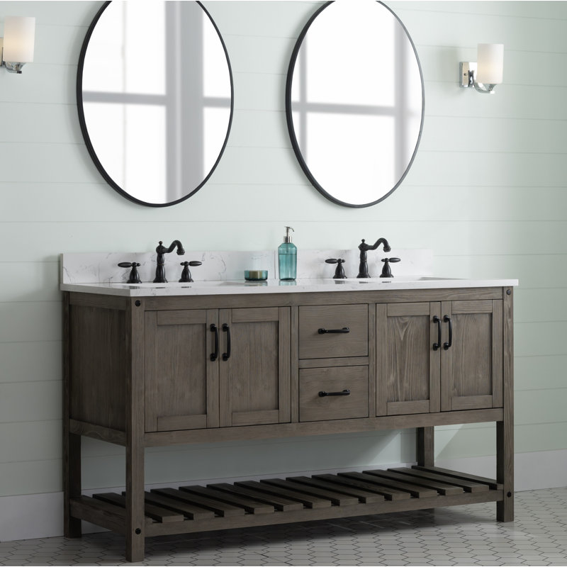 Ensemble de meuble-lavabo double 60 po Radstock, Gris antique