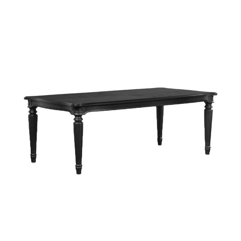 Table de salle à manger Hixe, bois noir, pieds tournés, plateau rectangulaire de 84 po, Noir