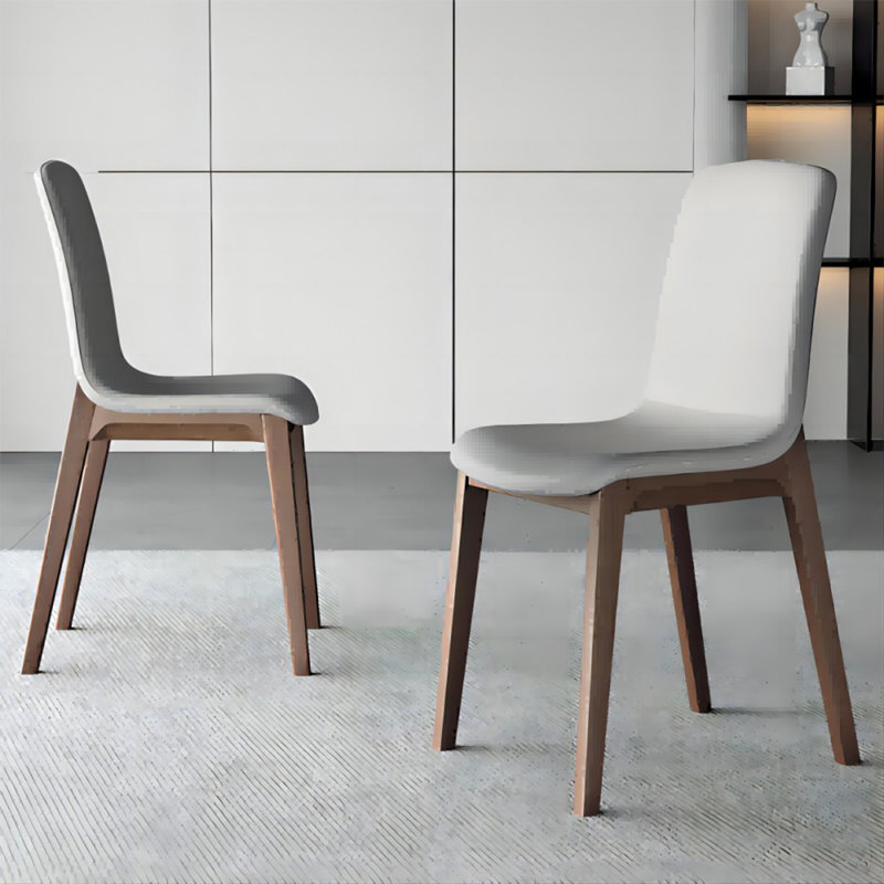 Chaise d'appoint à dossier solide gris et brun (ensemble de 2)