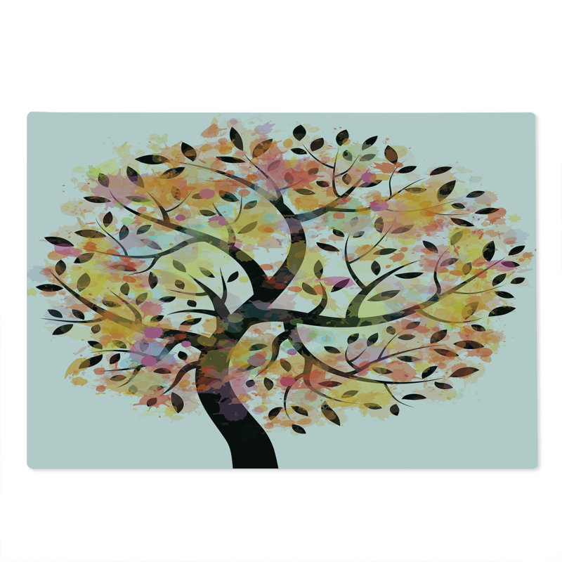 Ambesonne Tree Cutting Board Large Size Spring Season Tree Leaves Multicolor