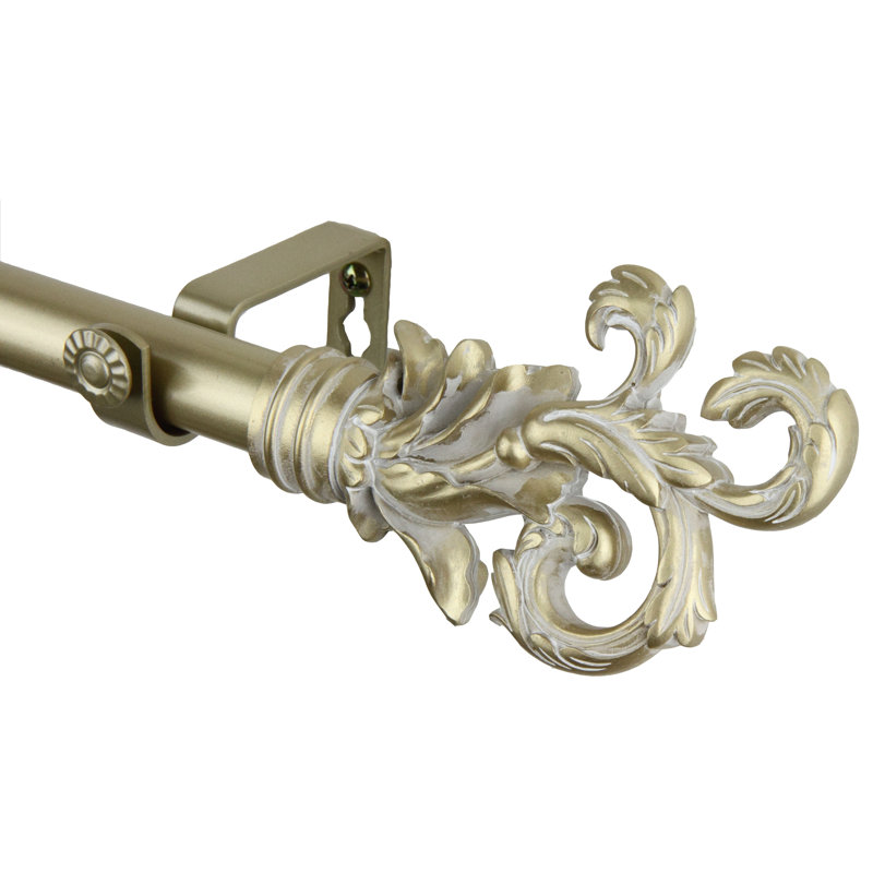 Tringle à rideaux simple réglable, Doré clair, H 1 po x l 48 po x P 3,63 po