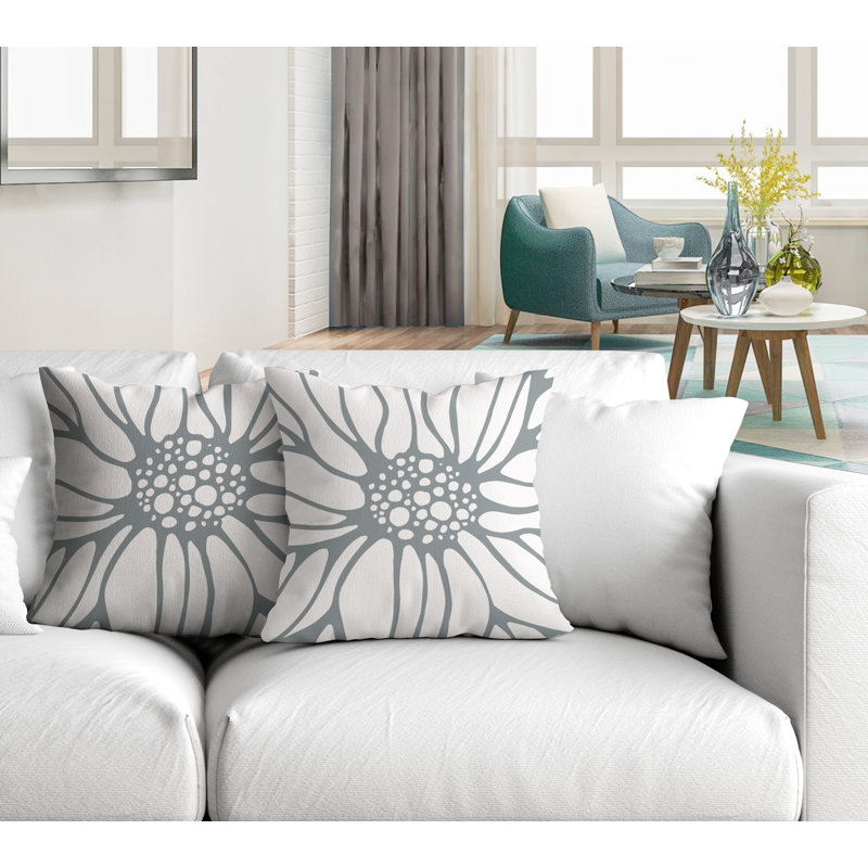 Housse et insert de coussin décoratif intérieur / extérieur en mélange de polyester, L 15 po x H 15 po, Gris