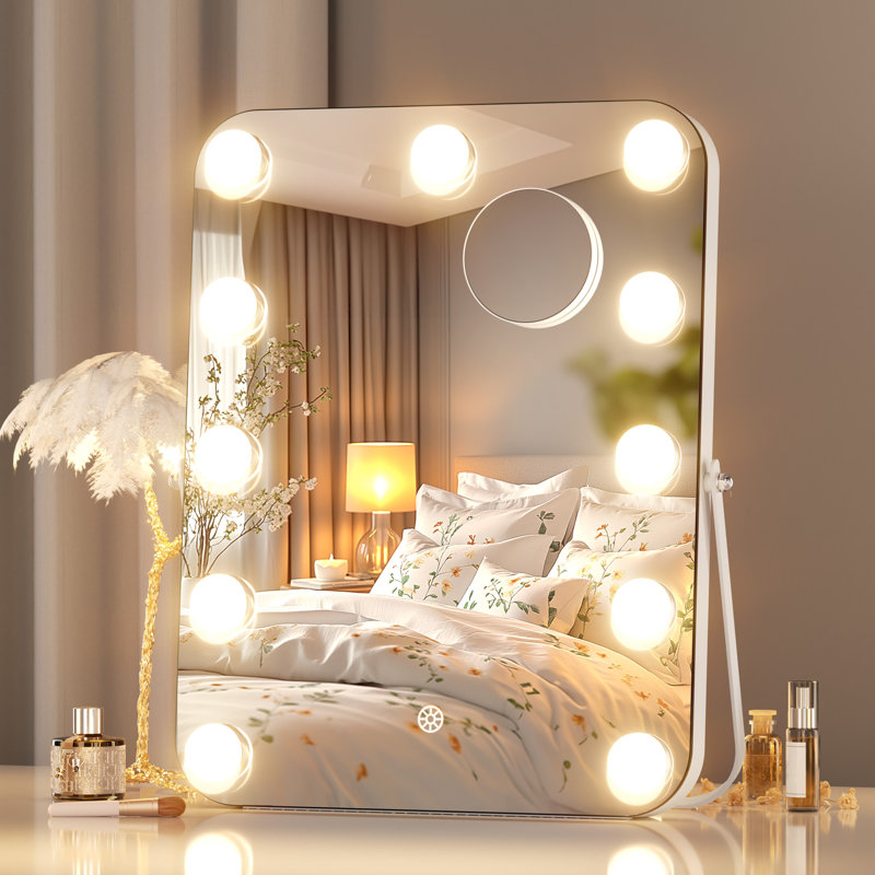 Rectangle Vanity Mirror with Lights, LED Makeup Mirror, 3 Modes Light, Smart Touch Control Dimmable, 360°Rotation with Bluetooth