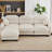 Pleated Chenille Fabric 3-Seater Modular Sofa, L-Shape Sectional Couch with Ottoman, High-Density Cloud Foam Seat, Curved Round Armrests & 2 Round Throw Pillows-1655887264