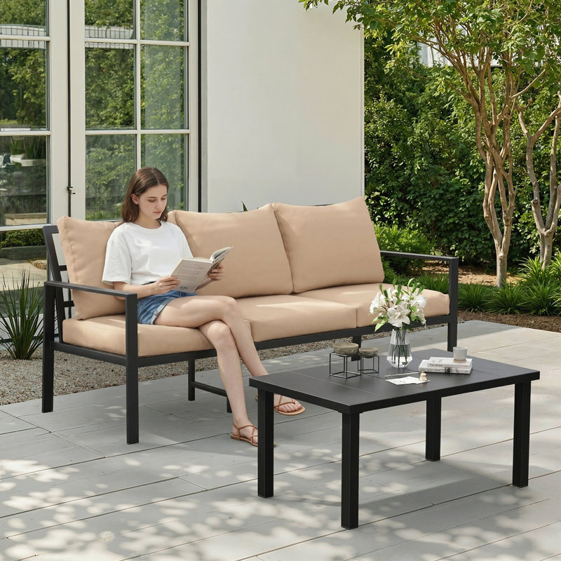 Ebern Designs 3 Seater Outdoor Patio Sofa with Coffee Table - Wayfair ...