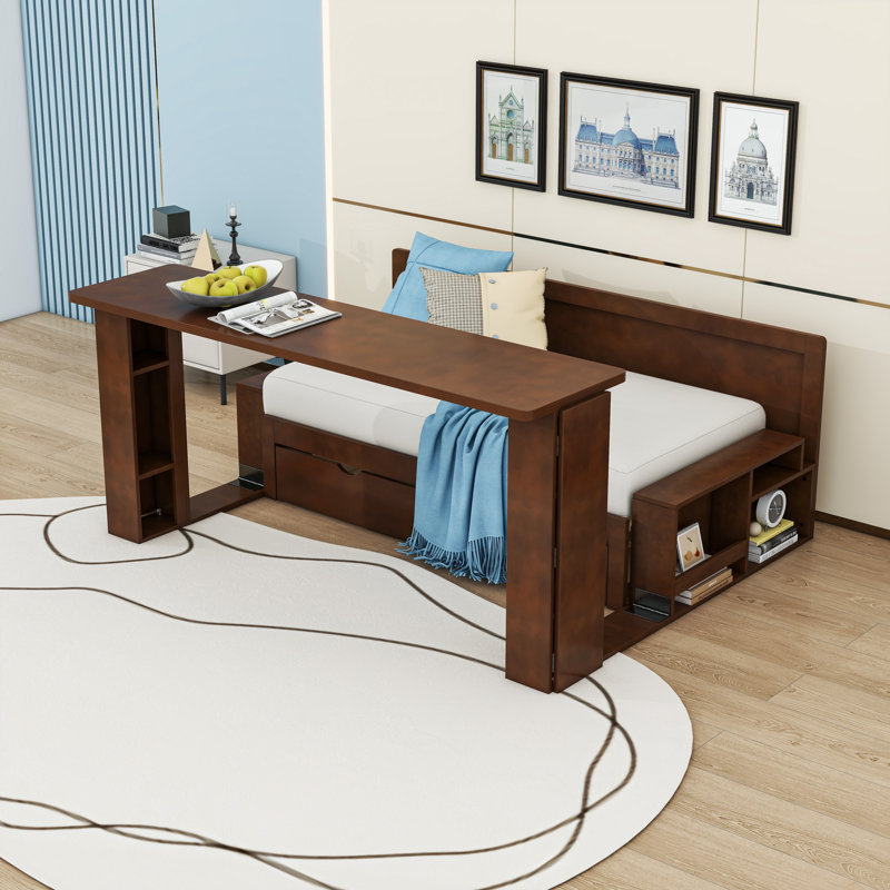 Daybed with Desk, Drawers and Side Table, Full/Double, Espresso