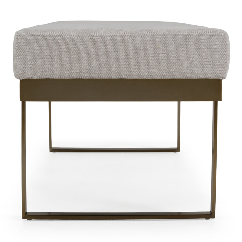 Tiayana - Modern Off-white Fabric + Brass Dining Bench