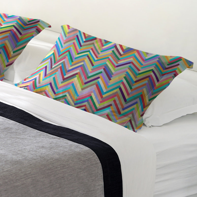 Taie décorative à chevrons Katelyn Elizabeth, Standard, Microfibre, Arc-en-ciel
