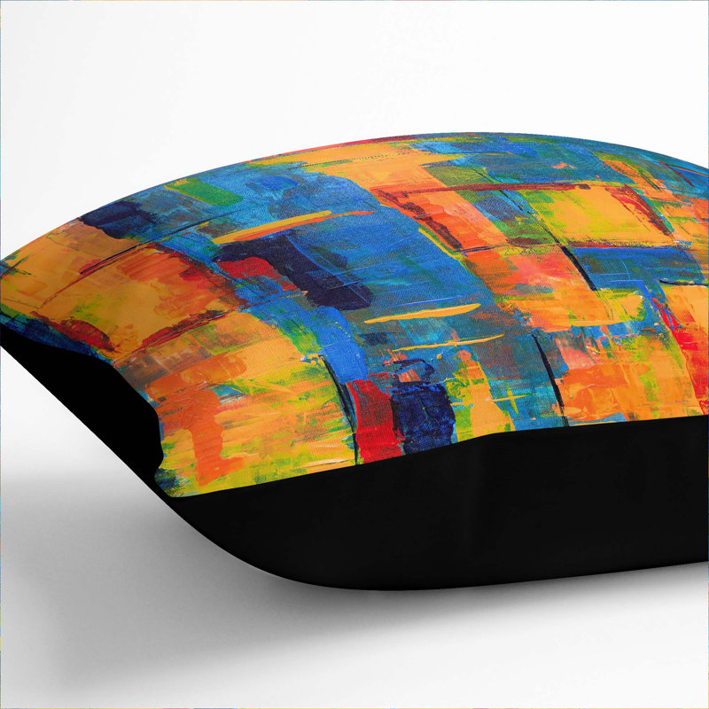 Abstract Square Throw Cushion, 55 x 55 cm, Black