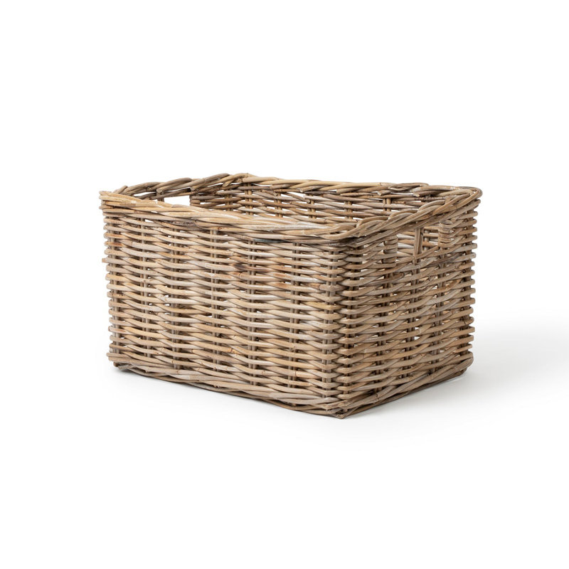 Grand panier rectangulaire en rotin