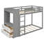 Lit superposé moderne Kairox avec tiroirs de rangement, rail suspendu, bande lumineuse, tablettes intégrées et double panneau perforé Kairox-126553962