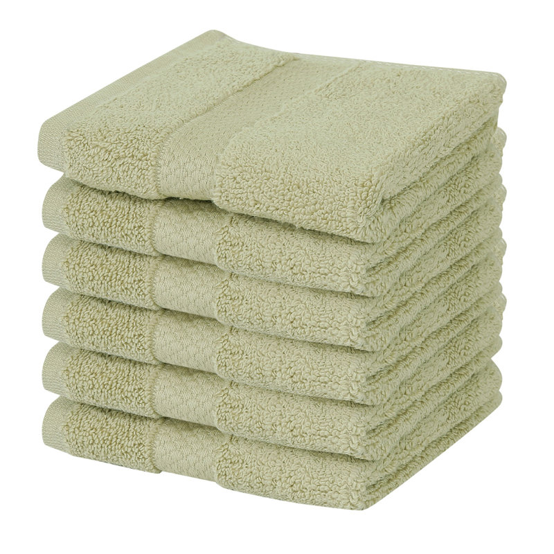 Splash 100% Cotton Zero Twist Washcloth Set, 550 GSM Soft Absorbent Cotton Washcloths & Face Towels for Bathroom, Spa & Daily Use, OEKO-TEX Certified, 6 Pack, Sage