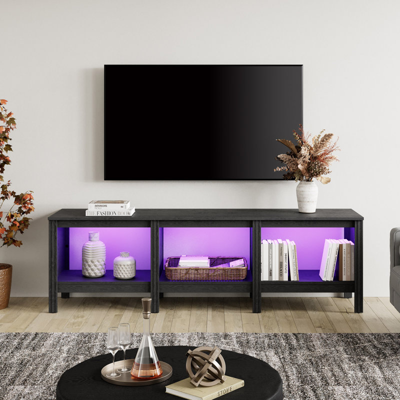 Ashae Unfinished TV Stand for TVs up to 75", Black/Teal