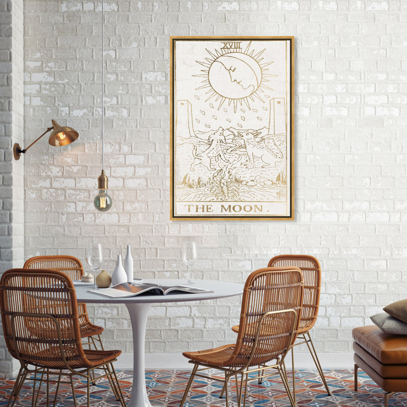 Impression d’art graphique sur toile tendue de luxe the Moon, Cadre doré, H 24 po x l 16 po