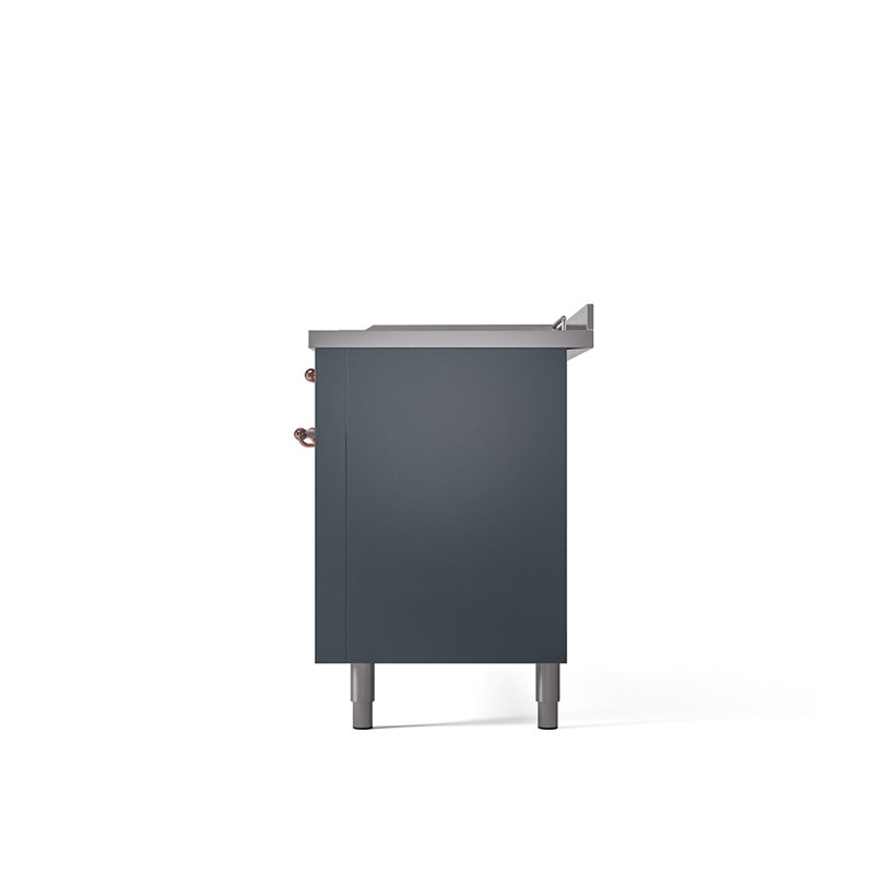 ILVE Nostalgie II 60 Dual Fuel Range, 5 Burners, Griddle, Frenchtop , Blue/Gray/Copper, Natural Gas