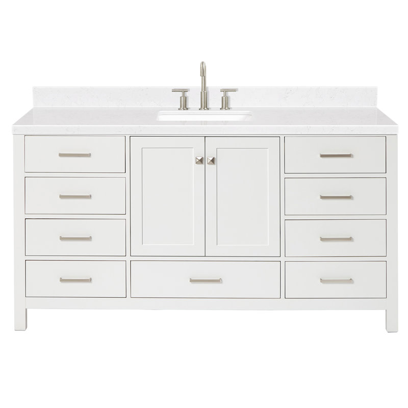 Ensemble de meuble-lavabo simple 66 po , Blanc, Rectangular