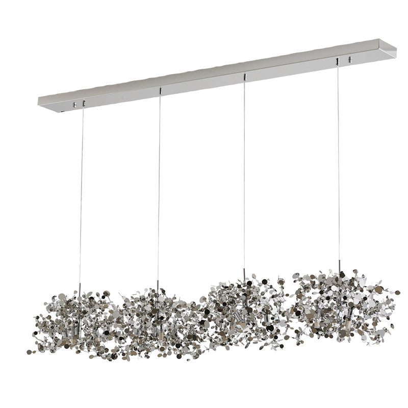 Luminaire suspendu 12 lumières confettis argent, Argent