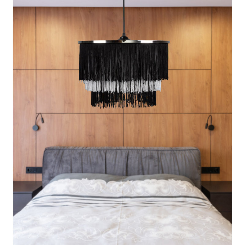Luminaire suspendu à 1 lumière Bence, H 13,78 po x l 13,78 po x P 13,78 po, Noir / blanc, Noir