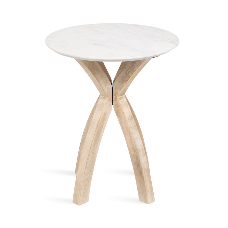 Soleyn Round Marble Side Table, White/Natural