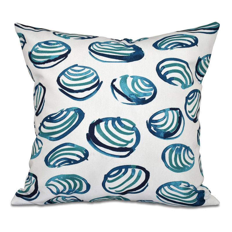 Coussin extérieur Rocio Clams, Bleu sarcelle, H 16 po x l 16 po