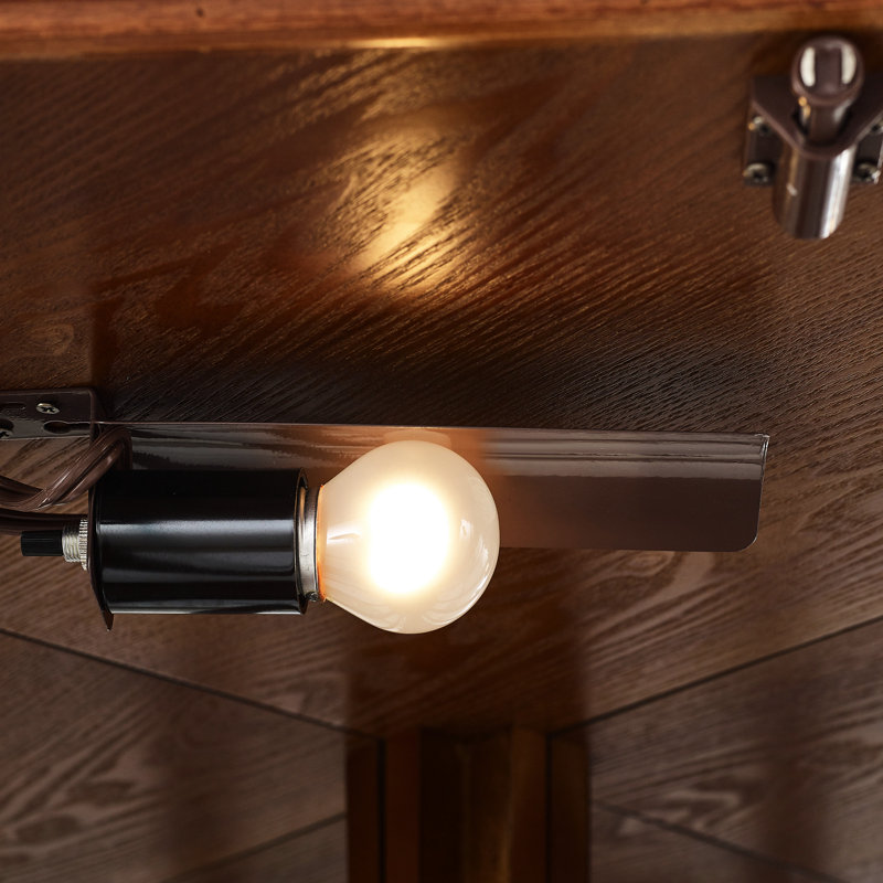 Armoire lumineuse avec dossier en miroir et tablettes réglables, panneau latéral en noyer 6 tablettes