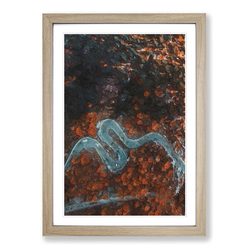 Road in Bregaglia Switzerland - Picture Frame Painting Print, 48cm H x 36cm W x 2cm D, Oak Framed
