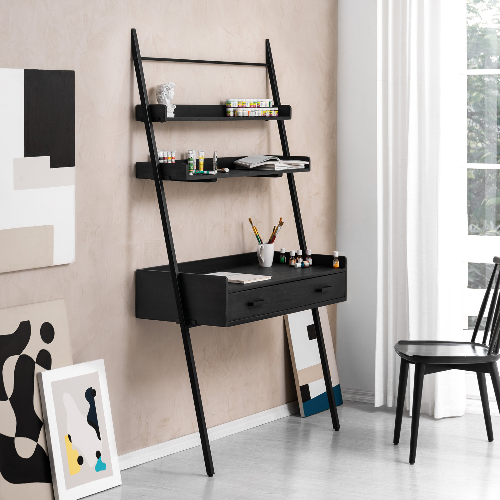 Innes 43" Mango Desk, Black/Black