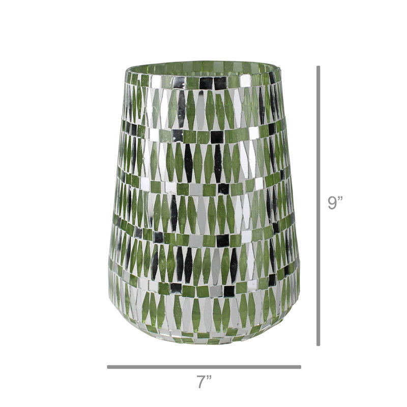 Floral Mosaic Glass Decorative Table Centerpiece