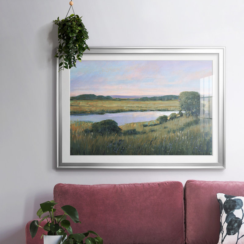Spring Marsh II, reproduction d'art encadrée, Argent, H 27 po x l 39 po x P 1,5 po