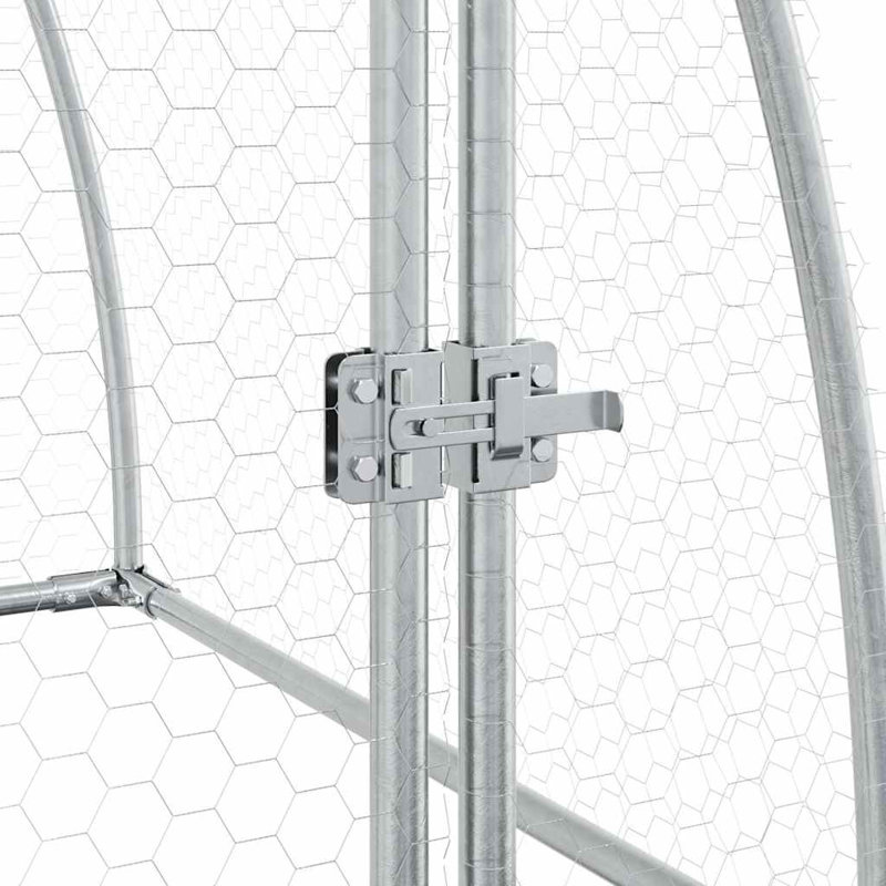 Chicken Cage Silver Galvanised Steel, 120cm H x 100cm W x 105cm D