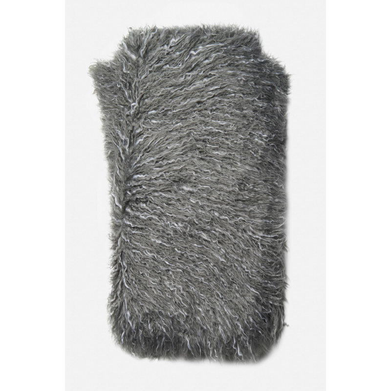 Rooke Faux Fur Woven Throw Blanket, Gray