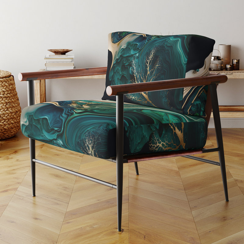 Cullivan - Fauteuil d'appoint rembourré en marbre, Noir, noir, noir, noir