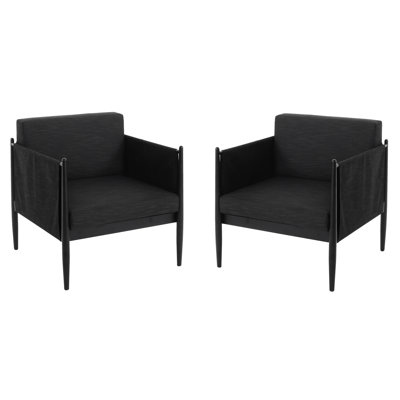 2 fauteuils club en aluminium noir pour les espaces verts - conception épurée, structure, coussins respirants et rembourrés de mousse, fabrication rouille à 30,18