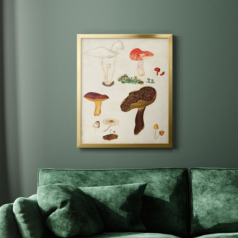 Toile encadrée de qualité supérieure champignon pré-suspendu, Or, H 20 po x l 16 po