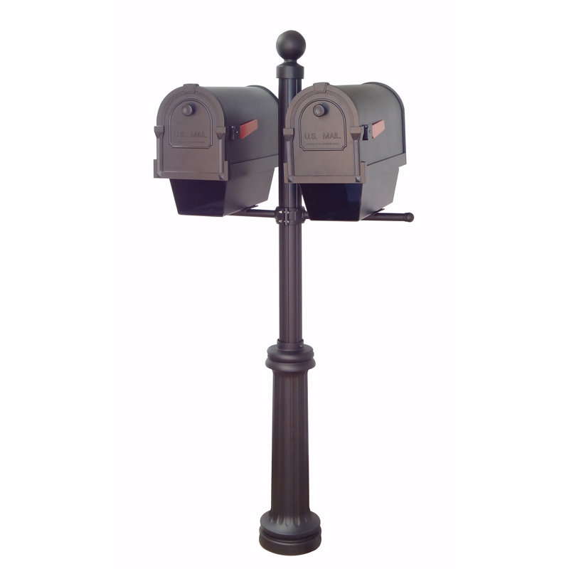Savannah Aluminum Post Mounted Mailbox with Magnetic Closure
