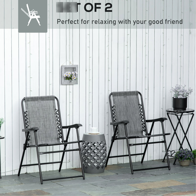 2 chaises de camping pliantes avec, caractéristique de l'élastique, convient au jardin, à la piscine, à la plage, à la cour, à la pelouse grise, au camping pratique,