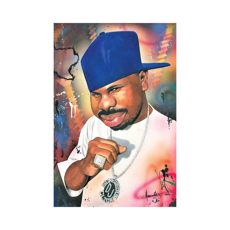 DJ Screw by Manasseh Johnson - Painting on Canvas, Wrapped Canvas, 20.32 cm H x 30.48 cm W